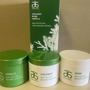 Arbonne Body Butter Trio 4oz Coconut Rose Vanilla